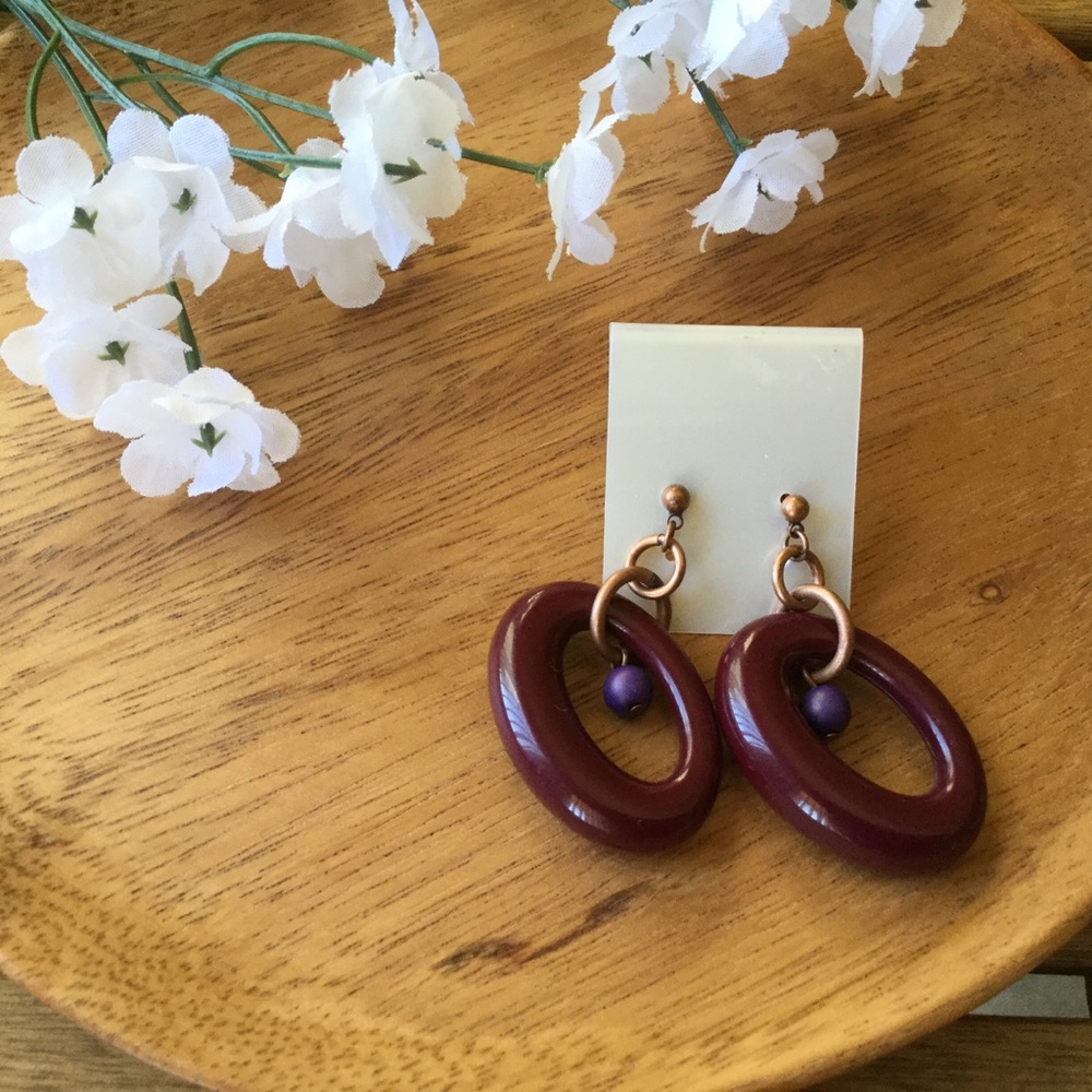 Glossy earrings ☆Bordeaux☆